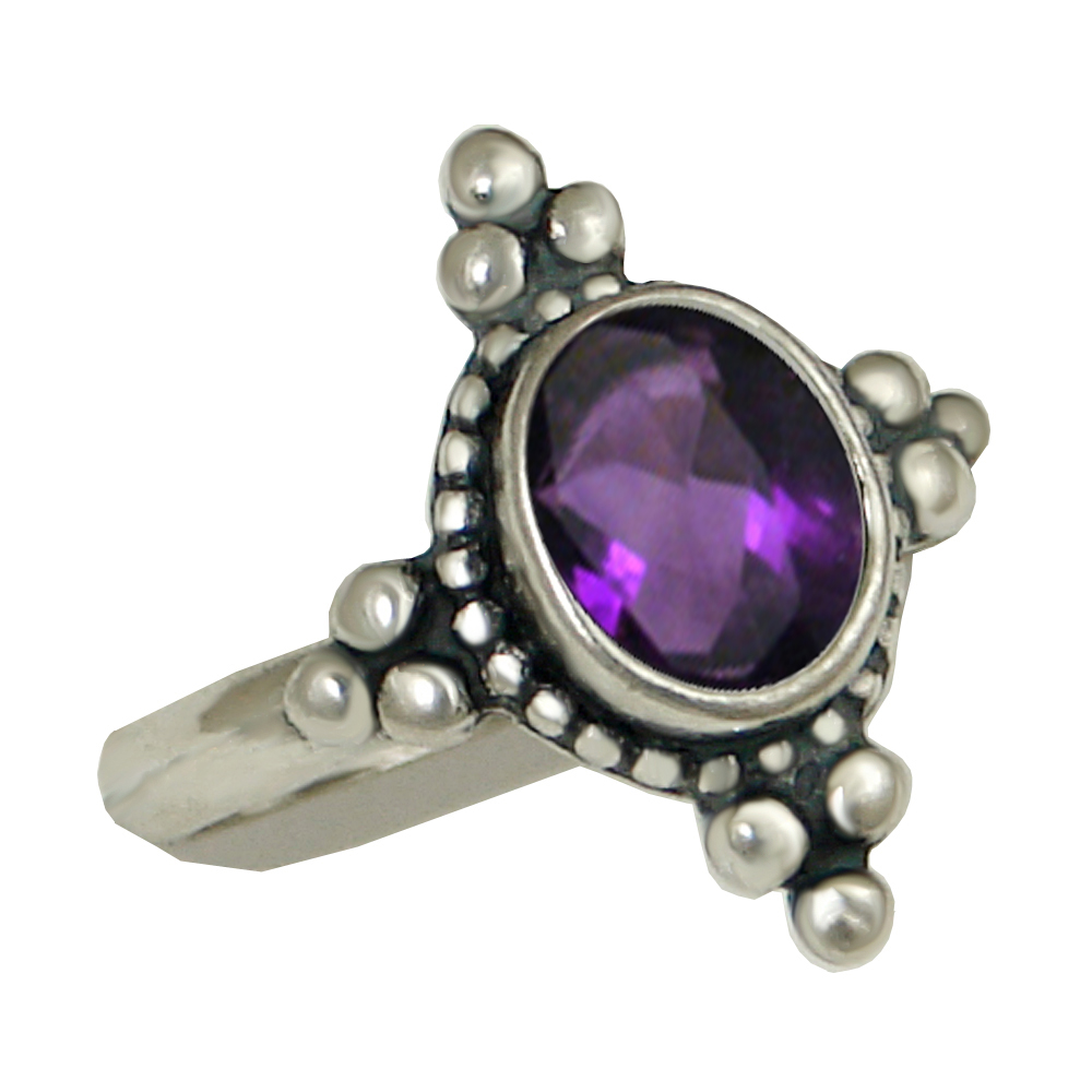 Sterling Silver Gemstone Ring With Amethyst Size 8